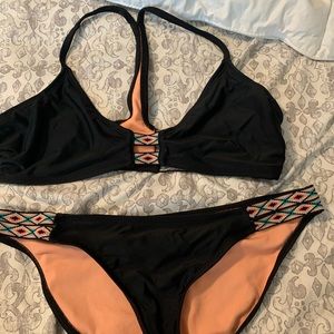 Black and orange bikini set